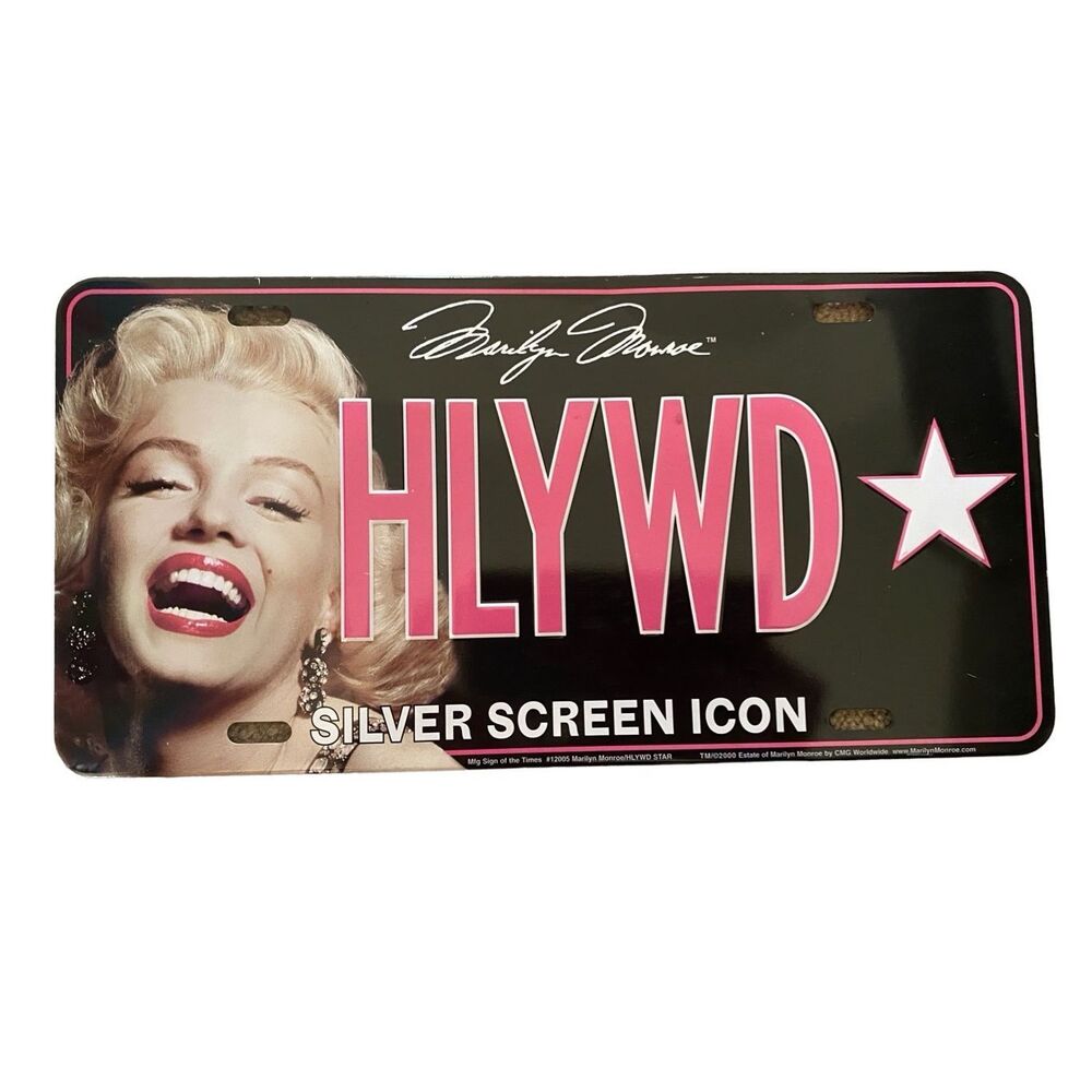 Marylin Monroe Hollywood License Plate Collectible Silver Screen Icon